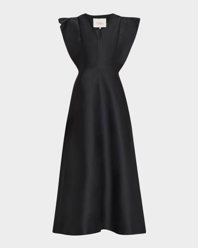 Electra Ruffle Cap-Sleeve Midi Dress
